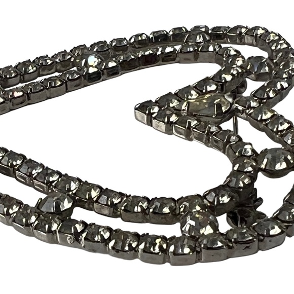 Vintage Oversized RARE Rhinestone Heart Brooch - Picture 8 of 11